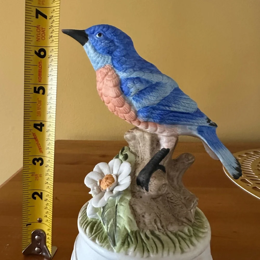 Blue and Peach Decorative Bird Figurine for Birds & Pet Decor